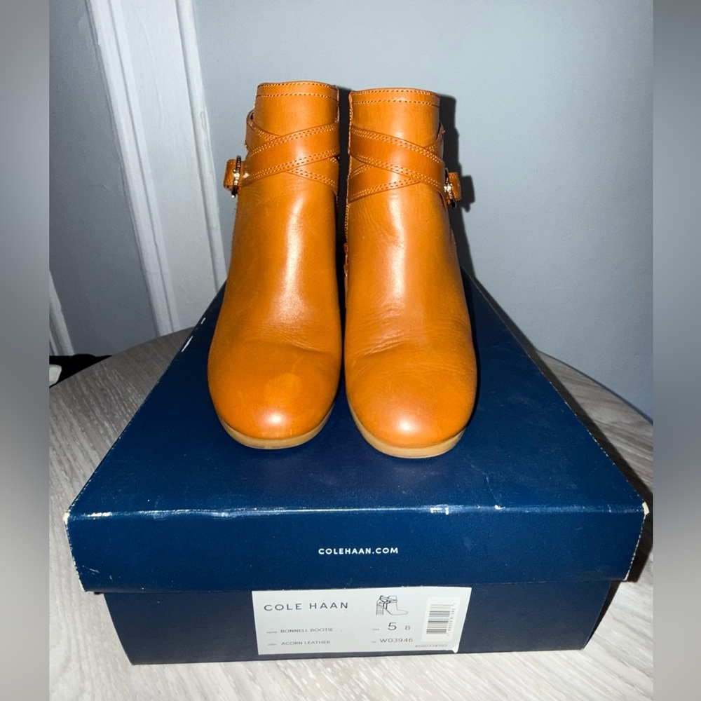 Cole Haan Orange Ankle Booties with Minimalist Design